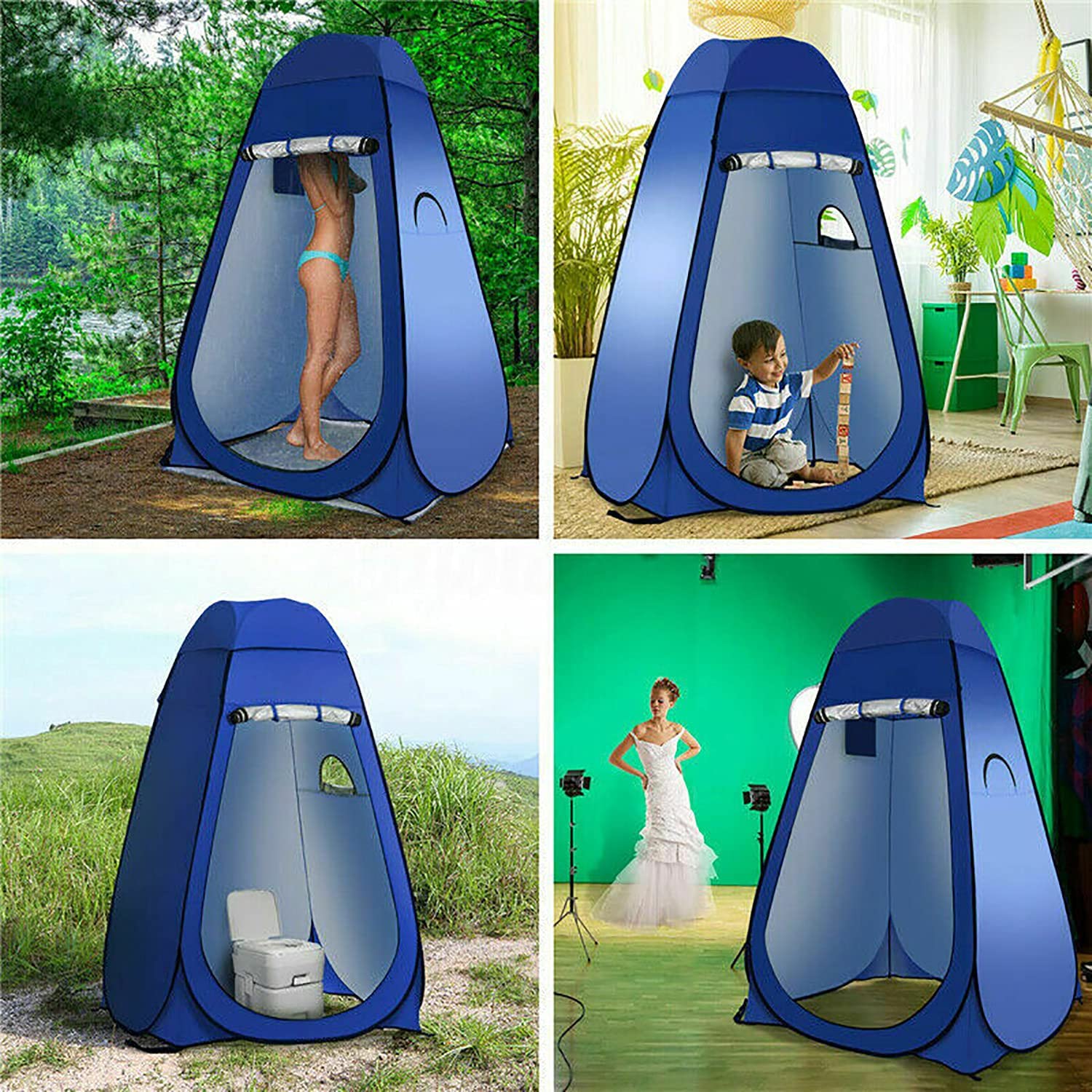 Portable Camping Shower/Toilet Tent Blue - Image 6