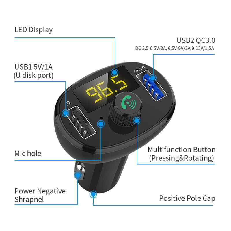 Car Bluetooth Receiver Wireless Radio Adapter Hands-Free Car Kit - Image 5