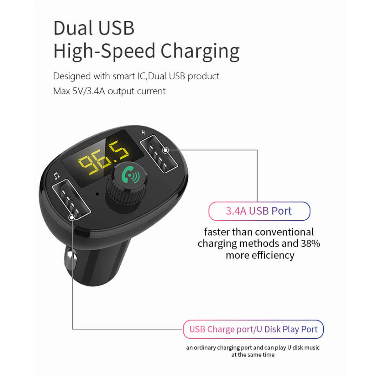 Car Bluetooth Receiver Wireless Radio Adapter Hands-Free Car Kit - Image 9