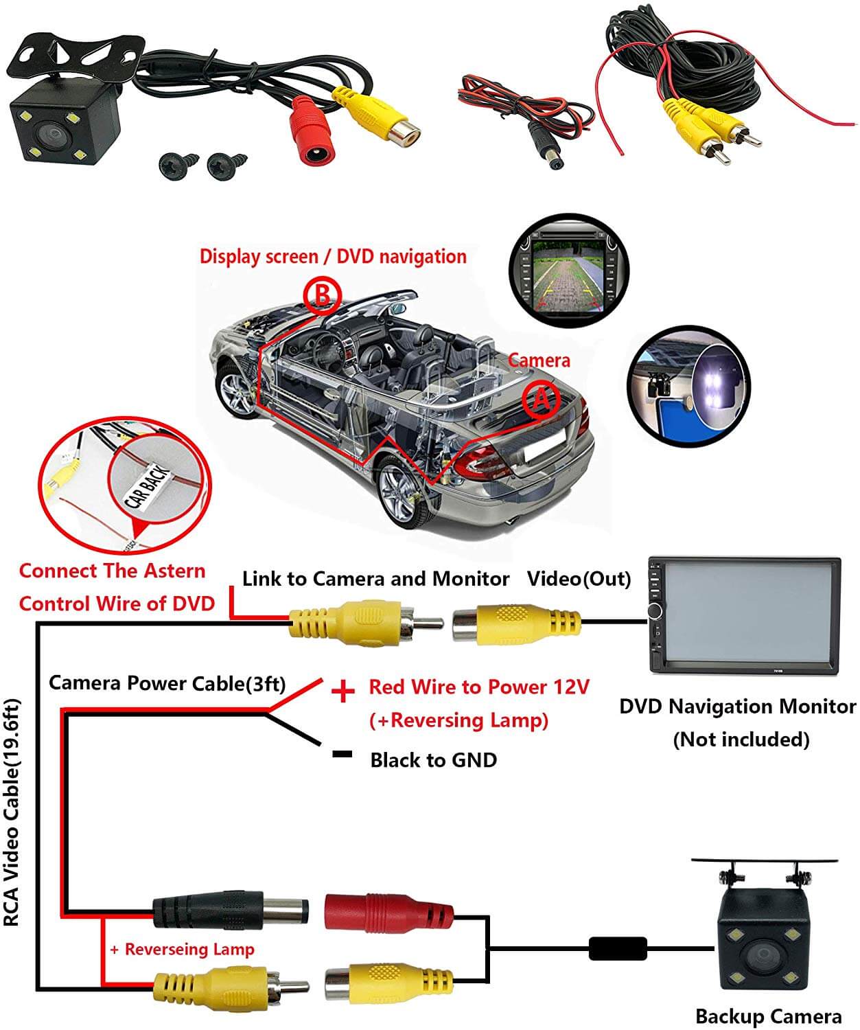 Car Rearview Reversing Camera 4 LED Night Vision - Image 4