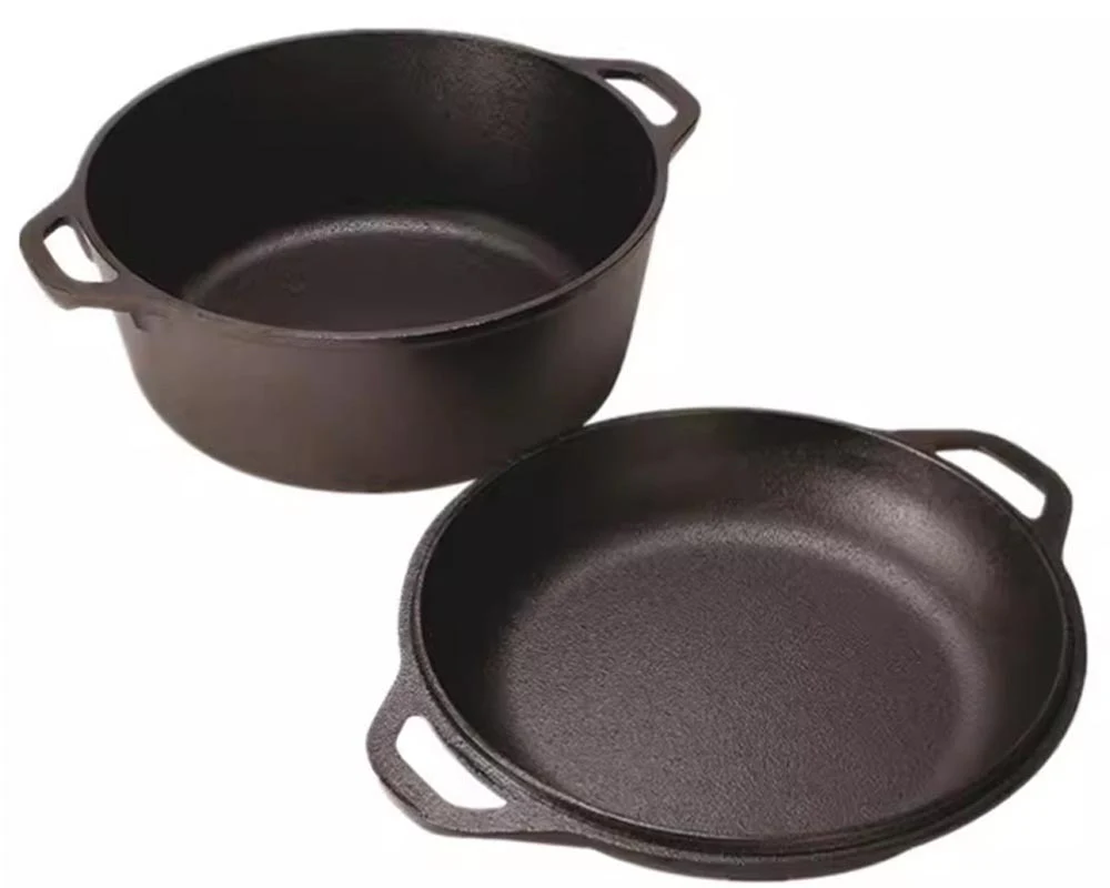 Cast Iron Dutch Oven 2 in 1 Cast Iron Dutch Oven Skillet Lid Set - Image 2