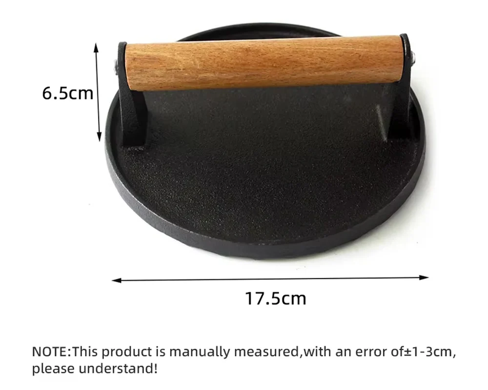 Cast Iron Smash Burger Press BBQ Cast Iron Smash Burger Press with Silicone Handle - Image 3