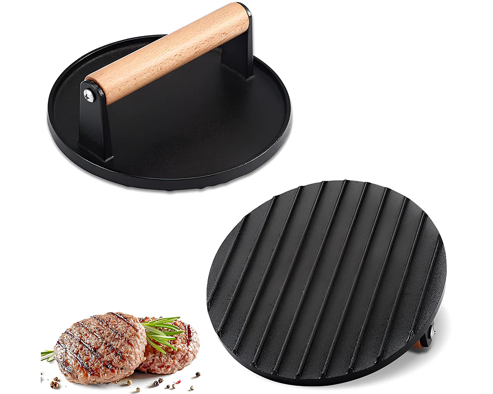 Cast Iron Smash Burger Press BBQ Cast Iron Smash Burger Press with Silicone Handle - Image 8