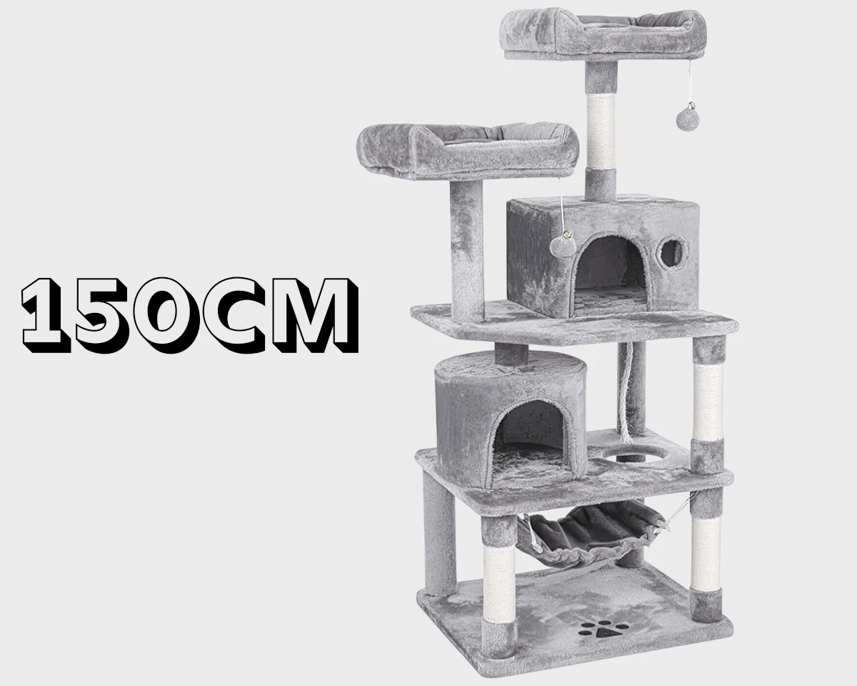 Cat Tree House with Scratching Posts Hammock - Image 10