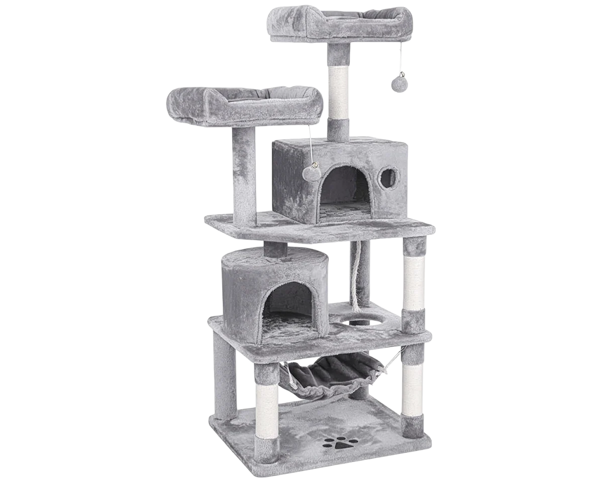 Cat Tree House with Scratching Posts Hammock - Image 2