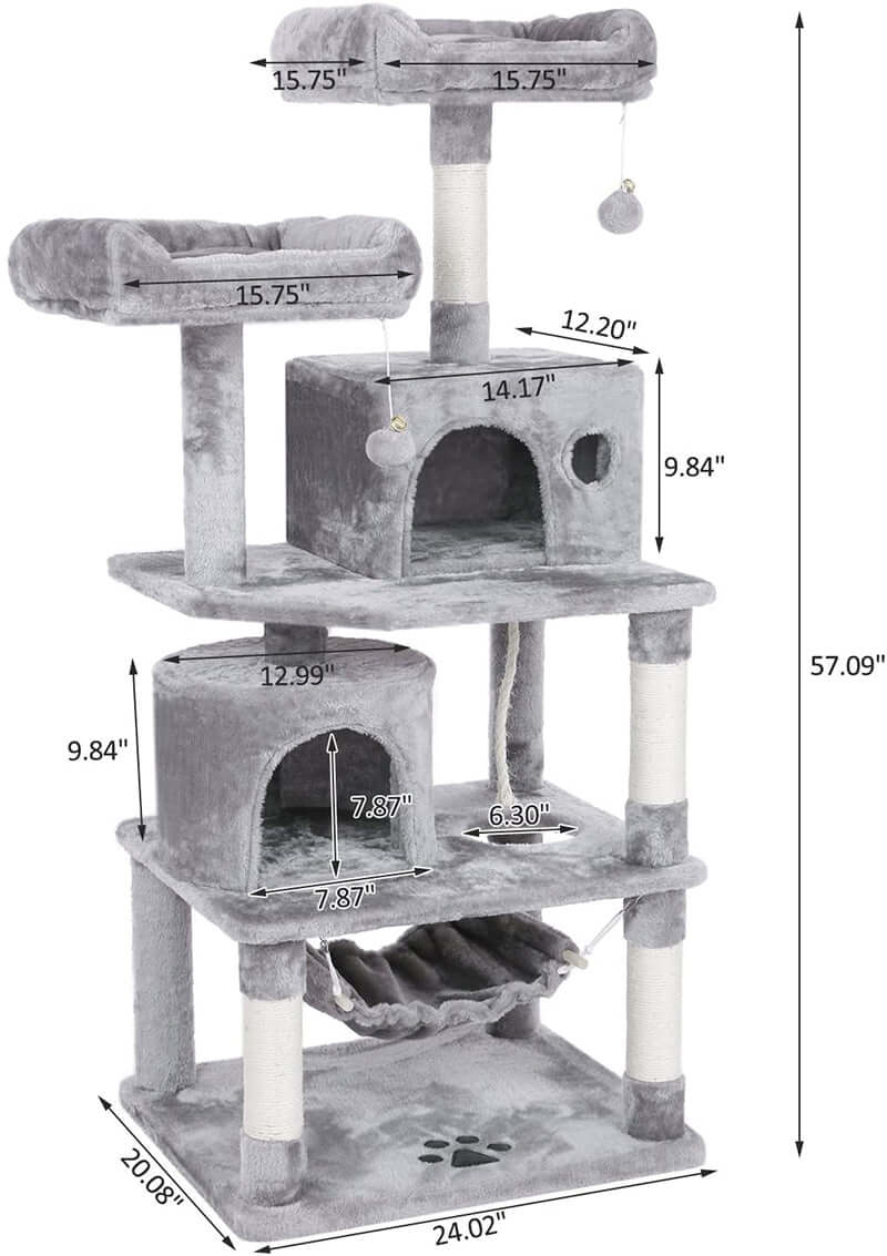 Cat Tree House with Scratching Posts Hammock - Image 7