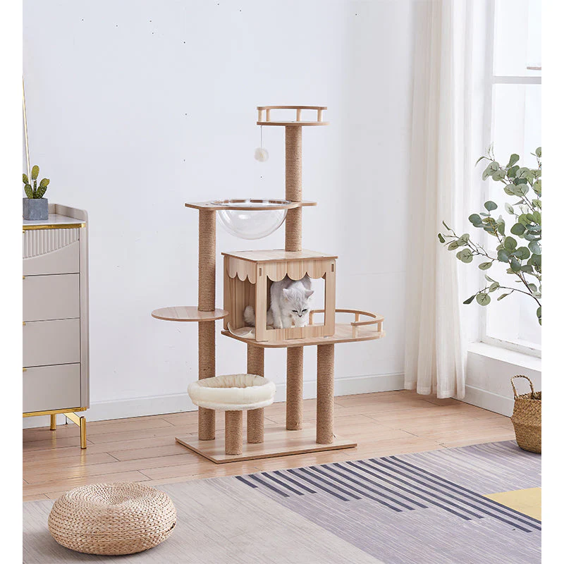 Cat Tree House Multi-Level Cat Tree House Condo with Hammock & Toys - Image 5