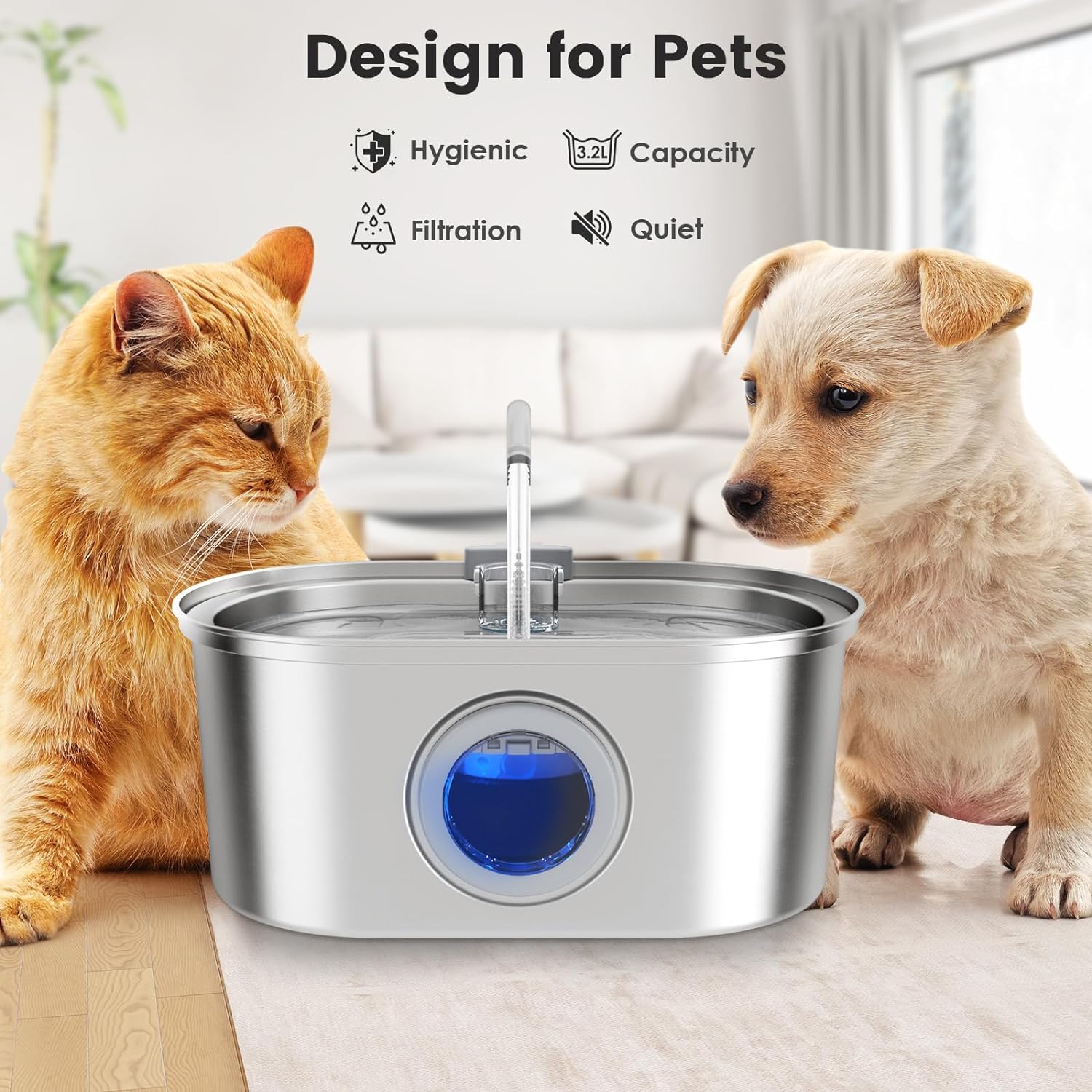 Cat Water Fountain Stainless Steel 3.2L - Image 6