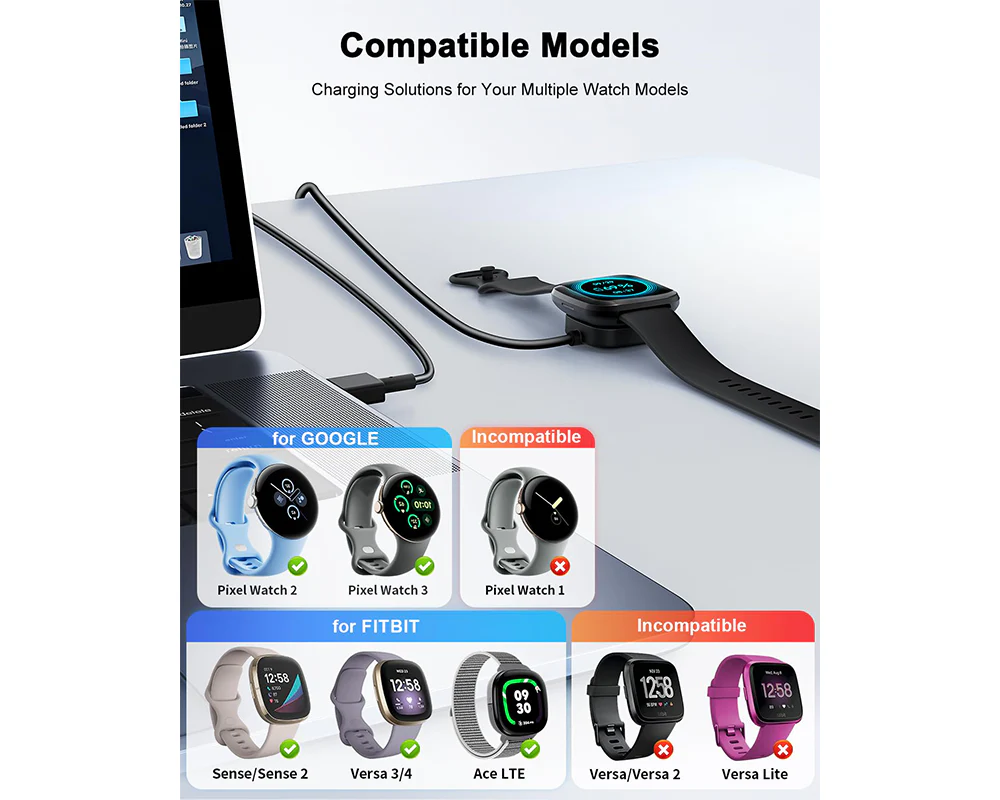 Charging Cable for Fitbit Sense 1/2 & Fitbit Versa 3/4 - Image 6