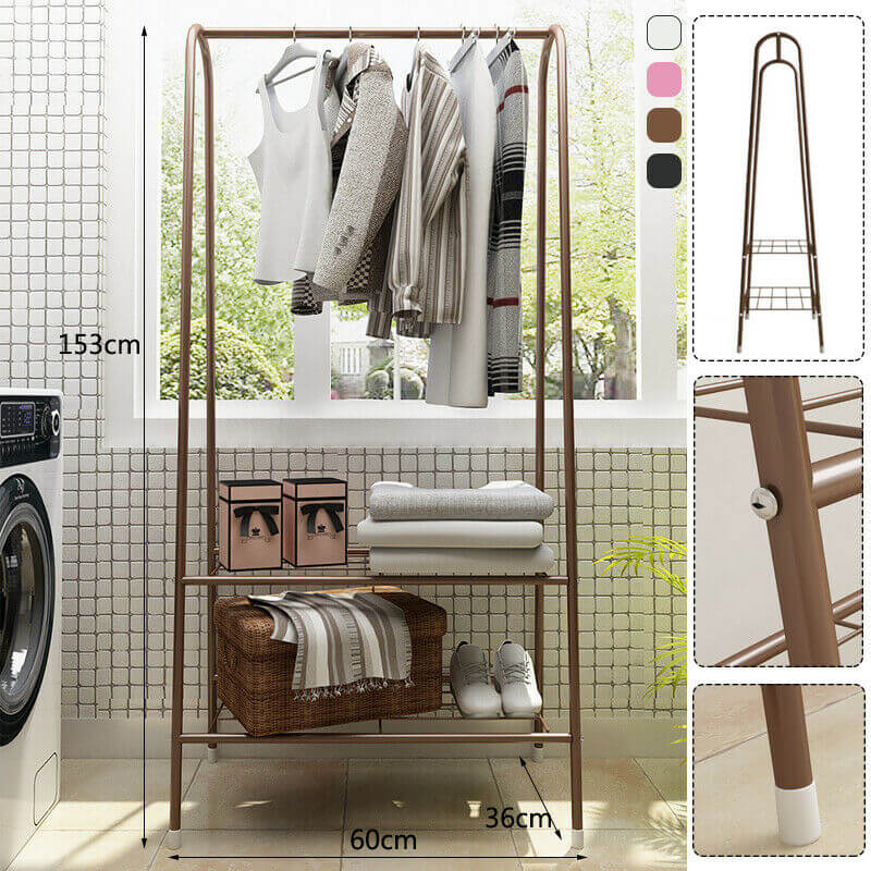 Cloth Rack Garment Rack Metal Coffee color - Image 3