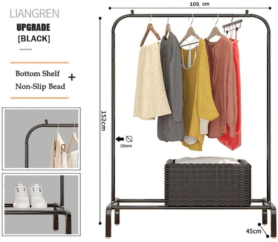 Cloth Rack Garment Rack Metal Black - Image 5