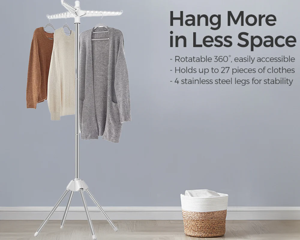 Space Saving Clothes Laundry Drying Rack - White - Image 10