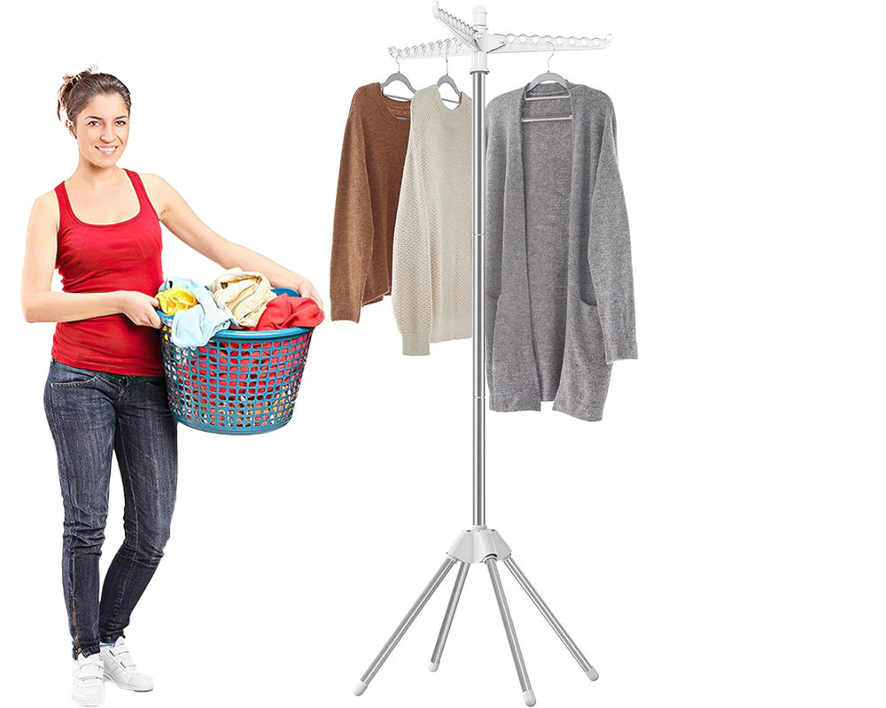Space Saving Clothes Laundry Drying Rack - White - Image 3