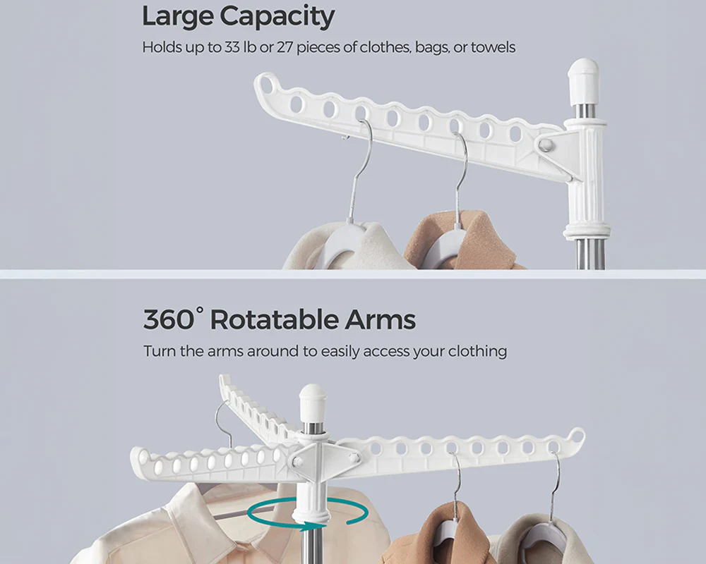 Space Saving Clothes Laundry Drying Rack - White - Image 6