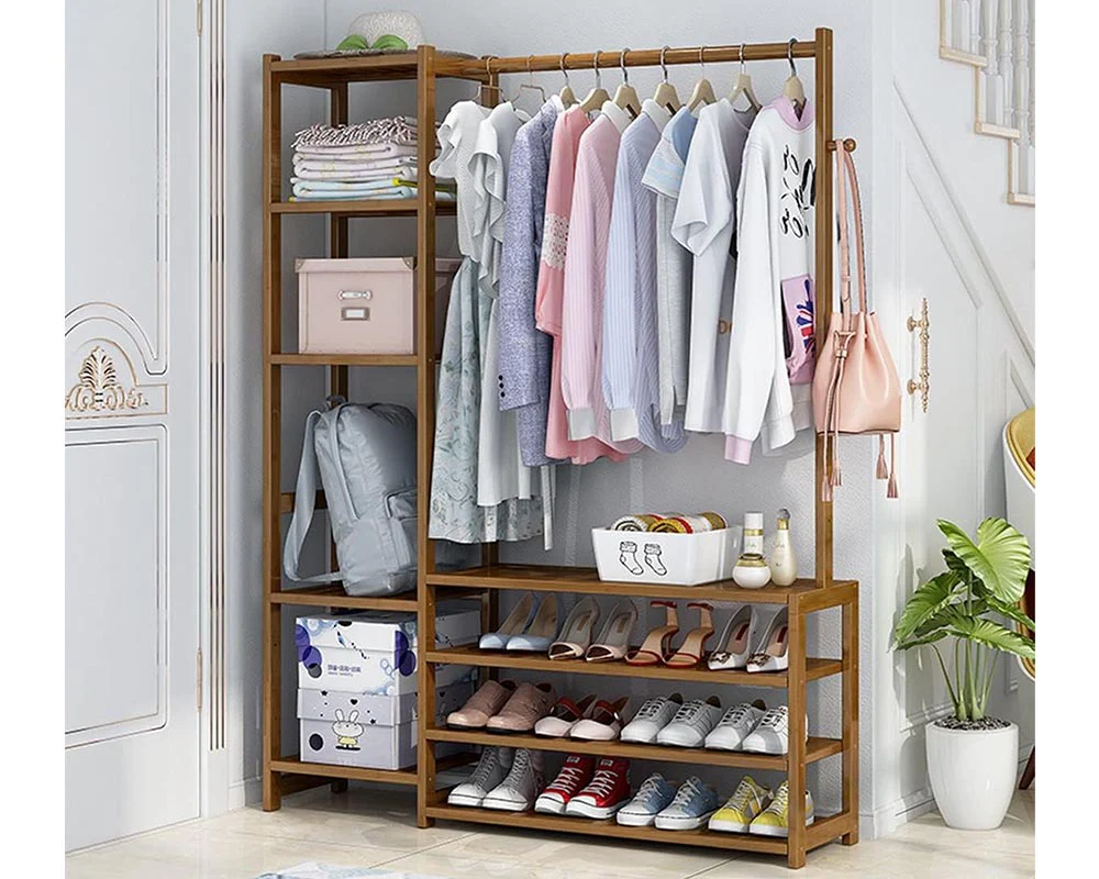 Bamboo Wardrobe Clothes Rack - Image 3