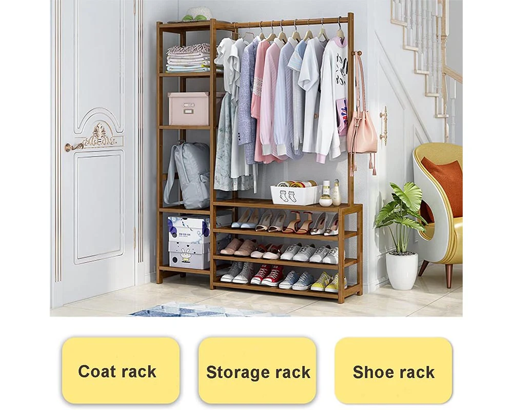 Bamboo Wardrobe Clothes Rack - Image 7