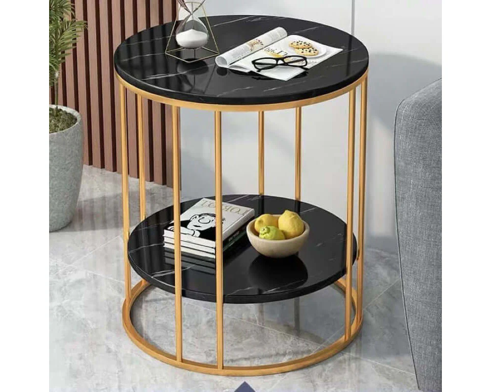 Round Marble Coffee Table End Table for Living Room Office Bedroom - Image 2