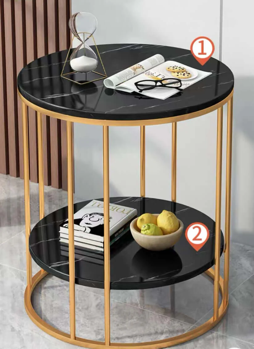 Round Marble Coffee Table End Table for Living Room Office Bedroom - Image 4