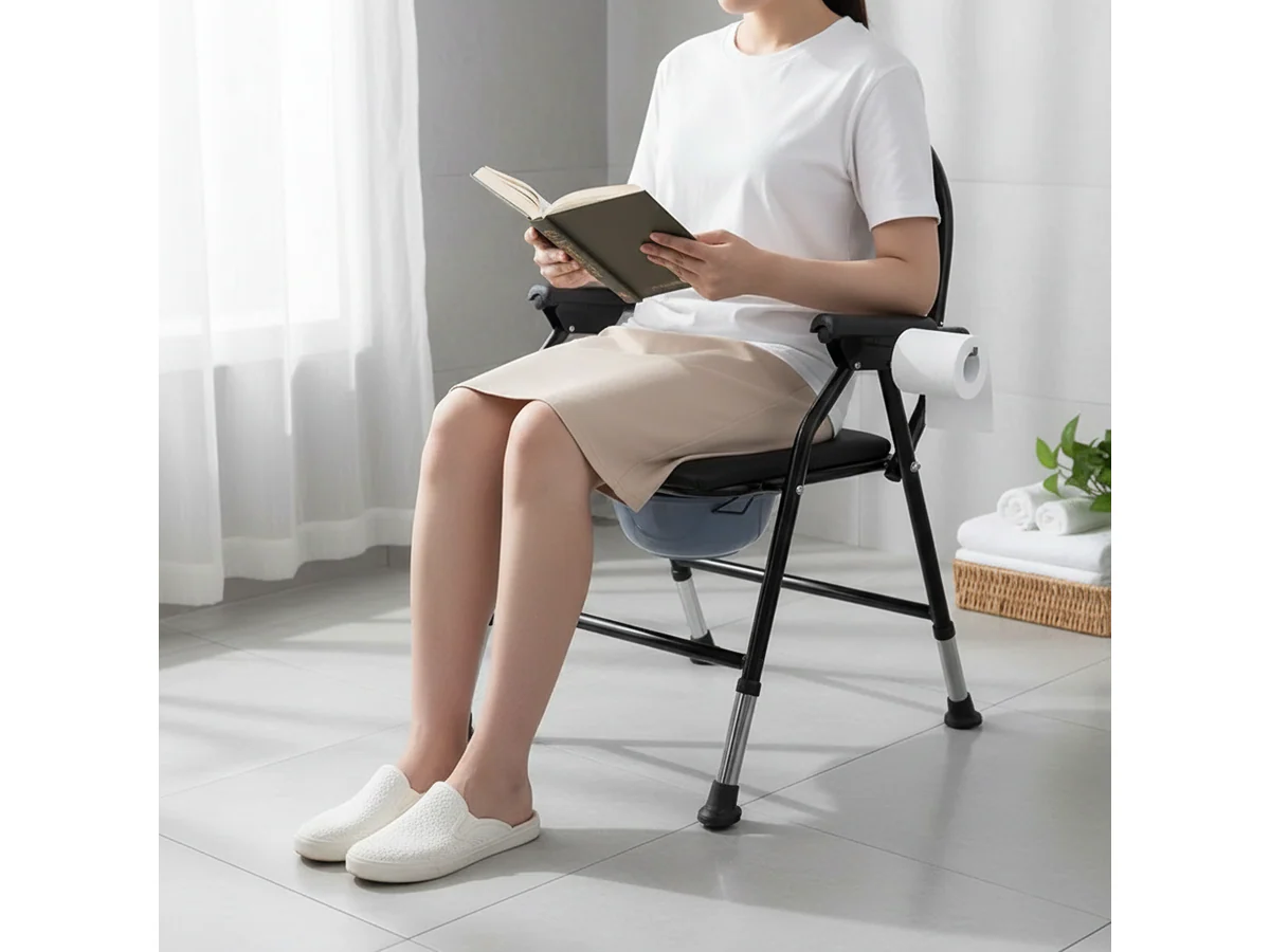 Adjustable Folding Commode Toilet Chair - Image 3
