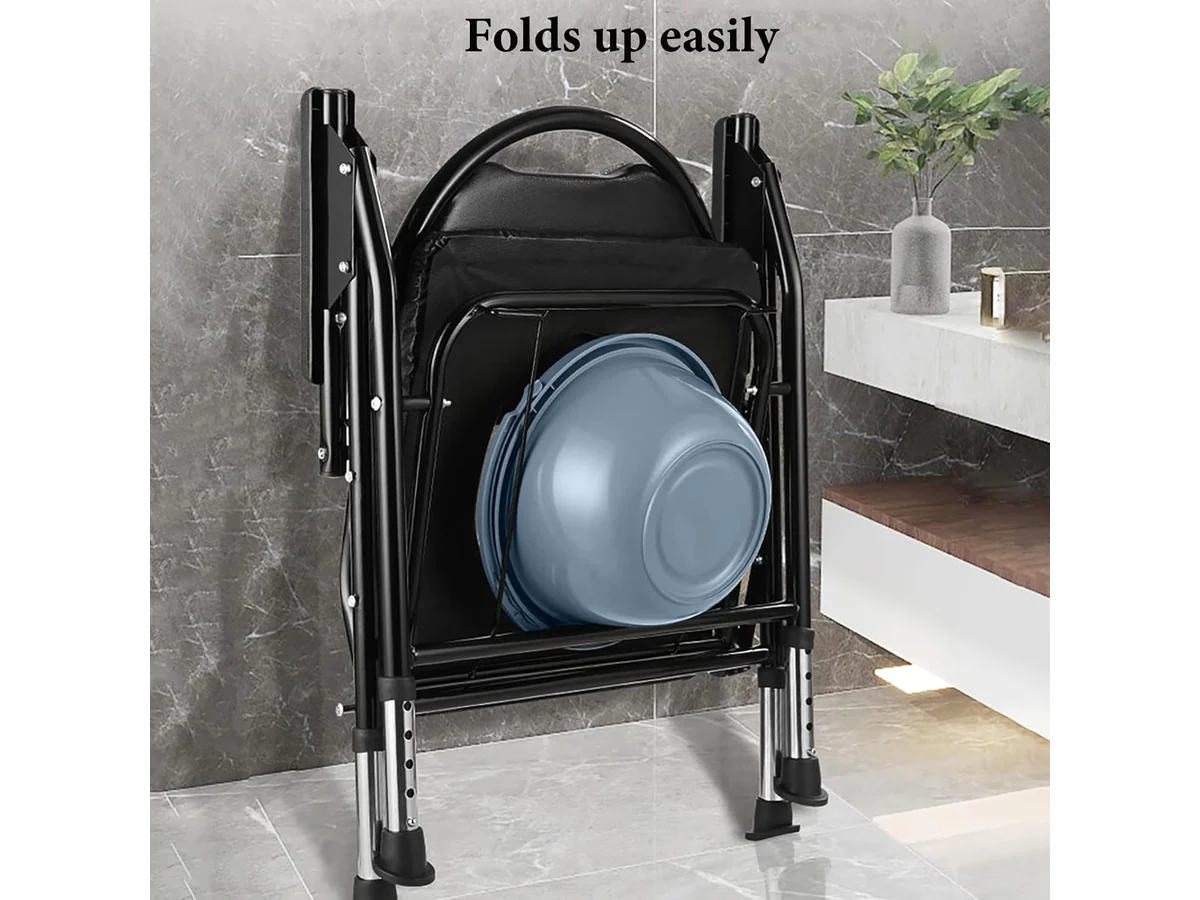 Adjustable Folding Commode Toilet Chair - Image 8