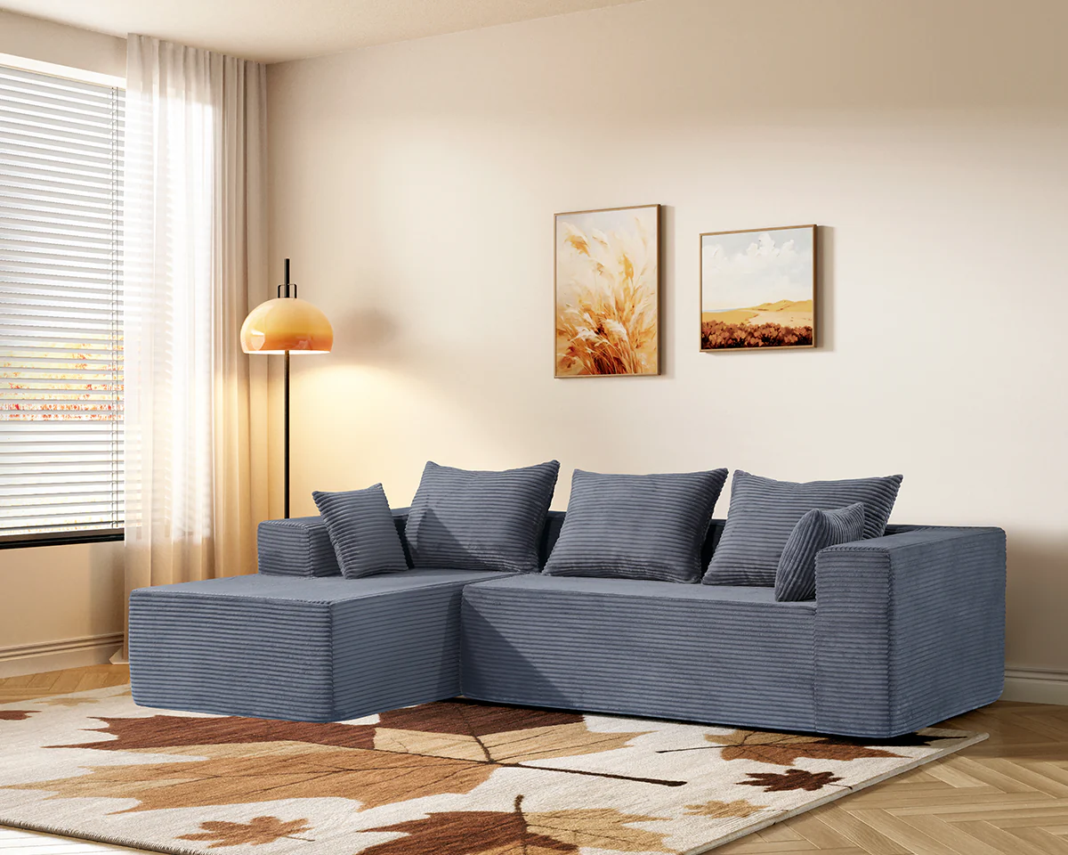 Modern Compressed L Shaped Sofa with Chaise - Image 4