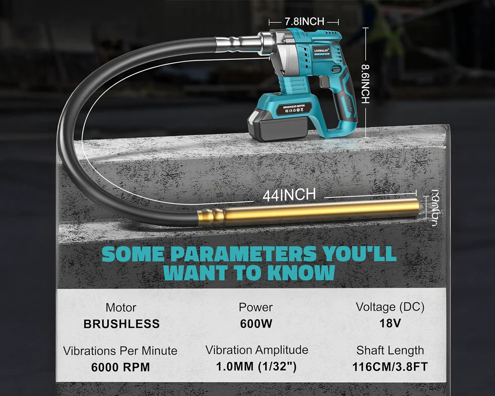 Concrete Compaction Tool – 600W Makita Compatible Cordless Concrete Vibration Tool - Image 7