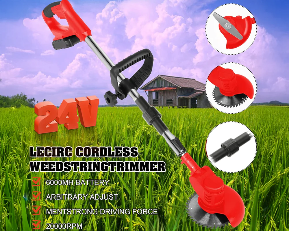 Cordless Grass Trimmer – 650W Foldable Lawn Mower with Adjustable Telescopic Handle - Image 3