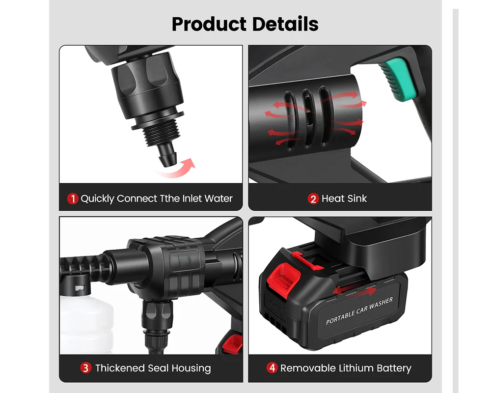 6in1 Cordless Electric High Pressure Washer 21V - Image 5