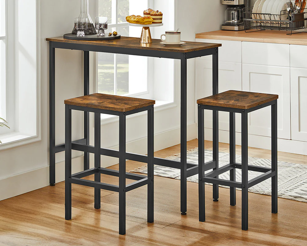 Dining Table Set Bar Table and Stools Set with 2 Stools - Image 14