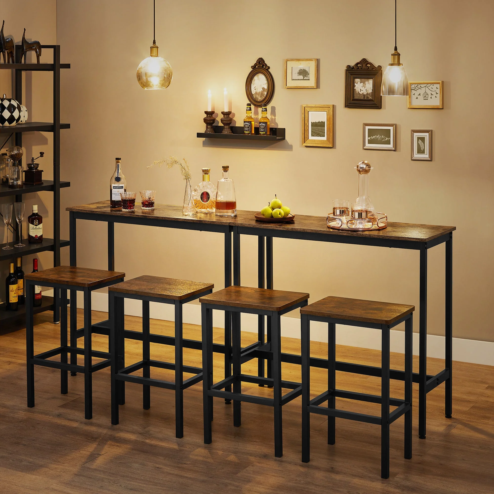 Dining Table Set Bar Table and Stools Set with 2 Stools - Image 4