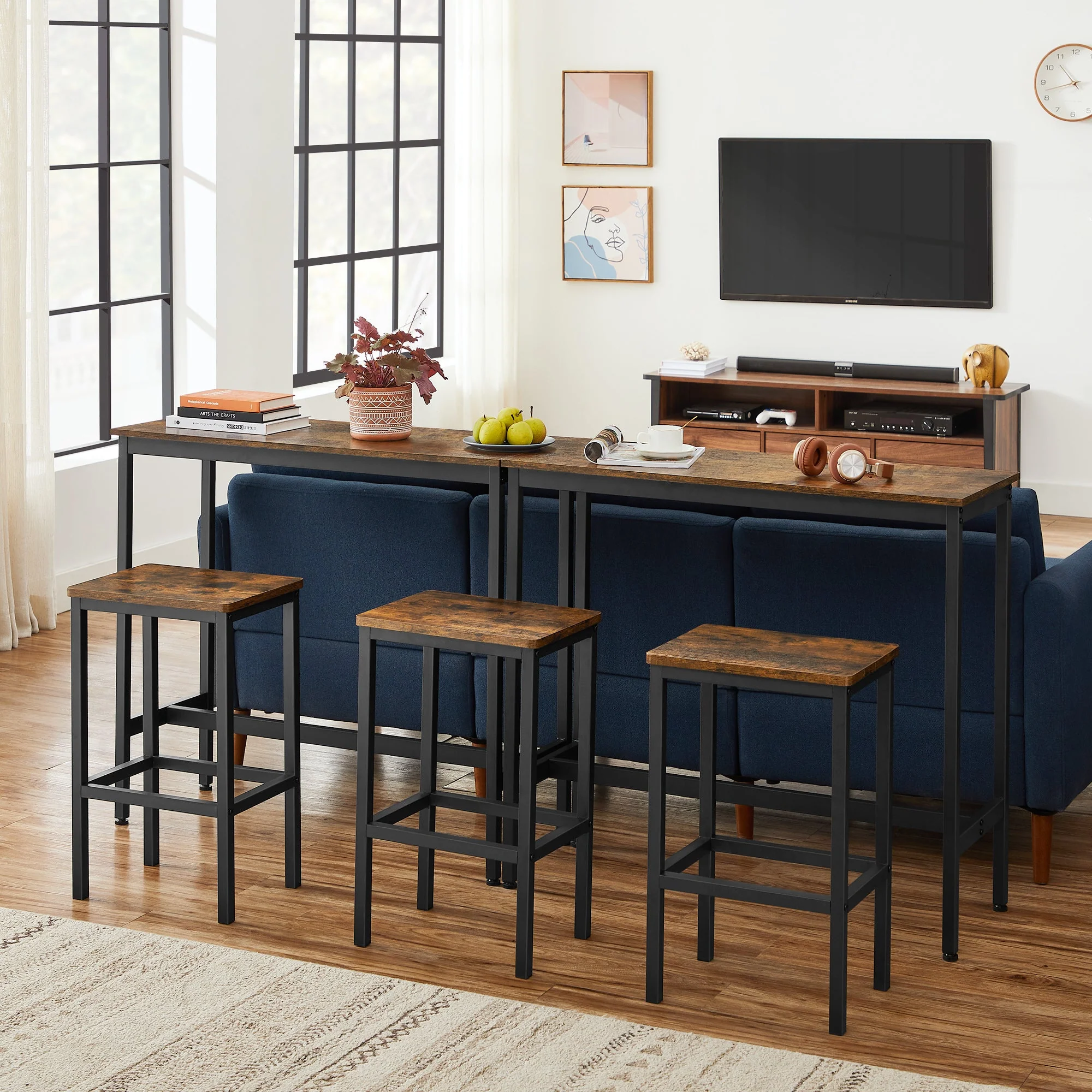 Dining Table Set Bar Table and Stools Set with 2 Stools - Image 5