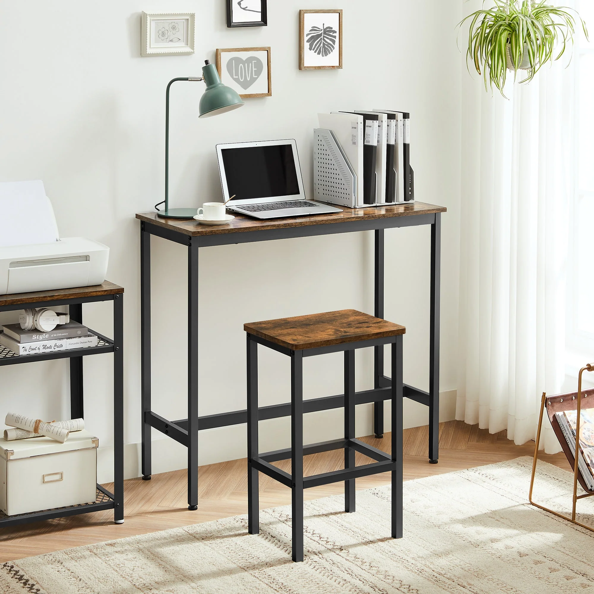 Dining Table Set Bar Table and Stools Set with 2 Stools - Image 6