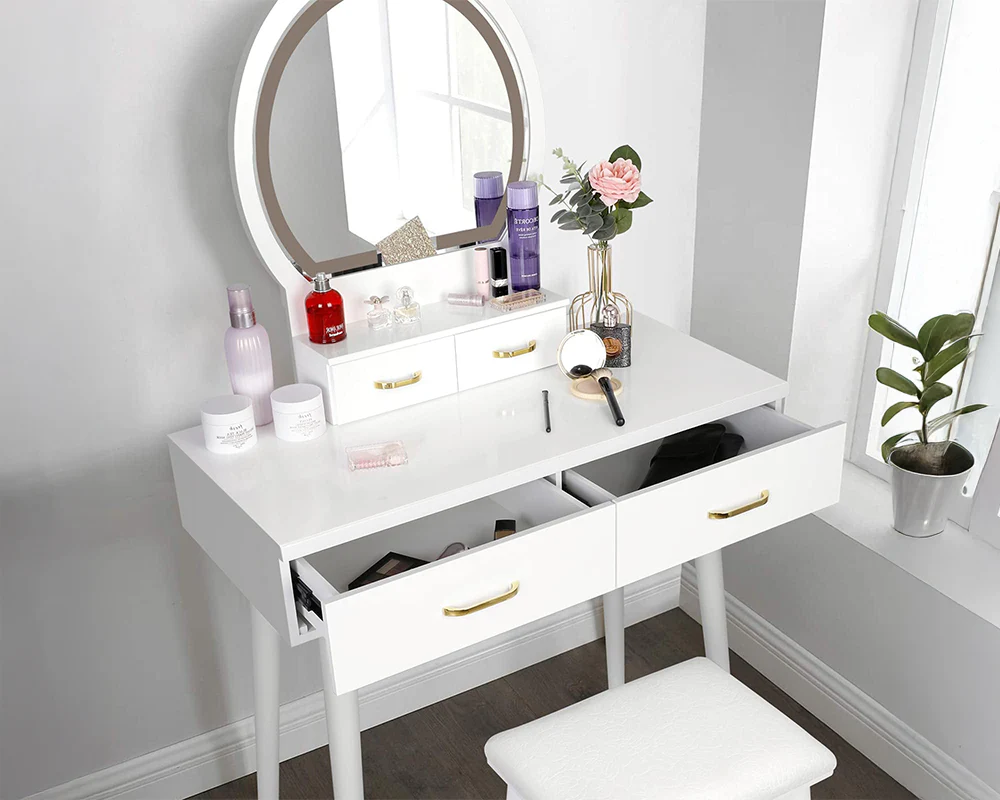 Dressing Table with Lighted Mirror and Storage Drawers - Image 5
