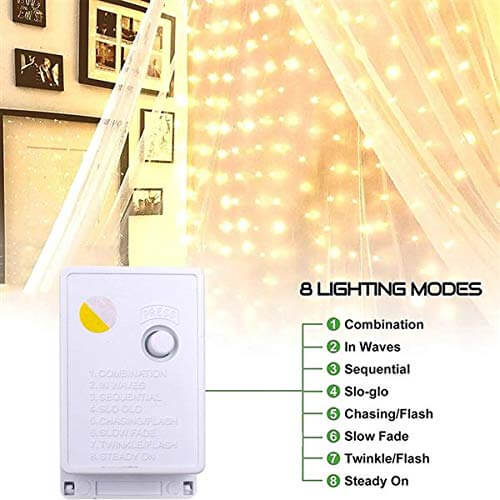 Curtain Lights 3 x 6m Warm White - Image 3