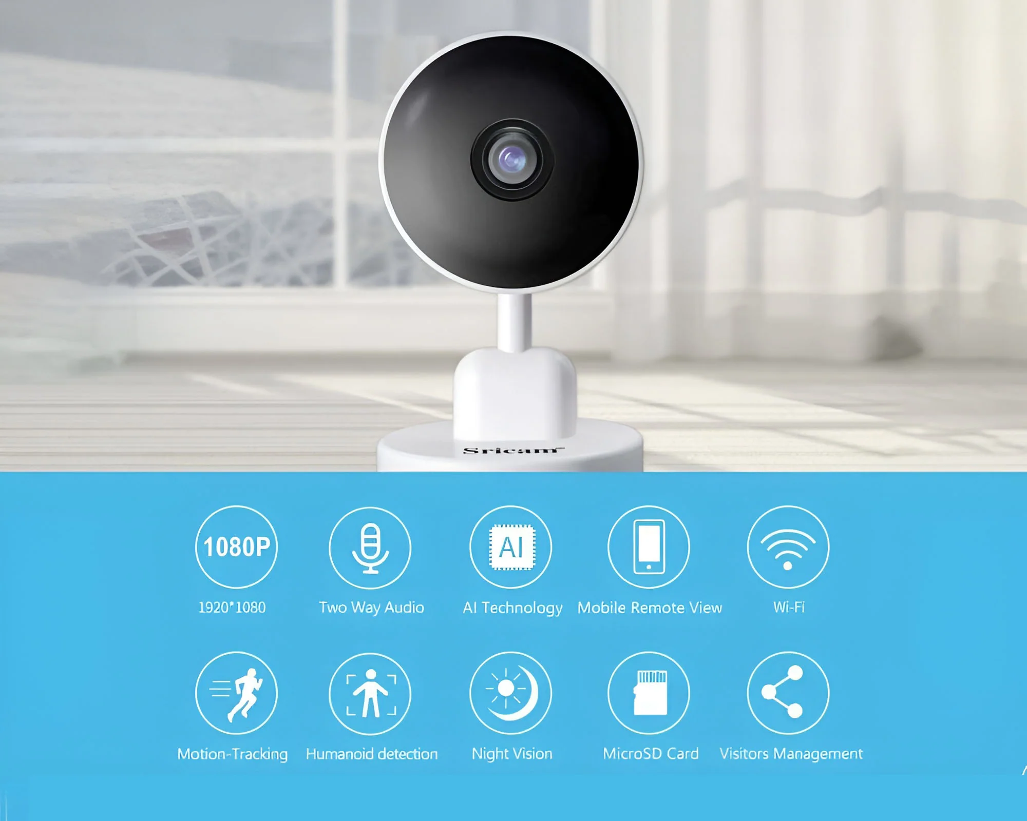 1080P AI Smart WiFi Security Camera – Motion Tracking & Two-Way Audio - Image 3