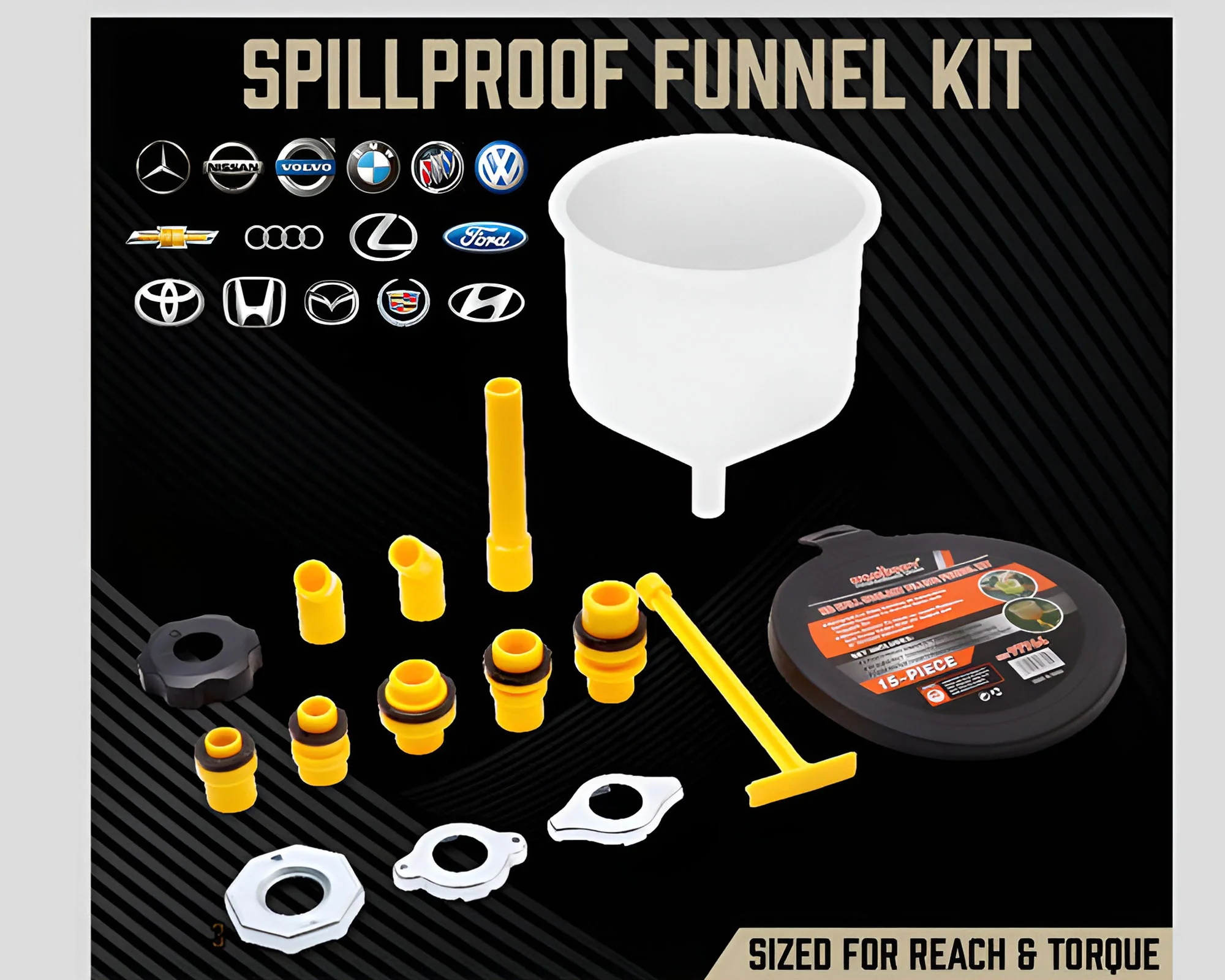 Spill Proof Car Radiator Coolant Filling Funnel Kit Universal Adapter - Image 9