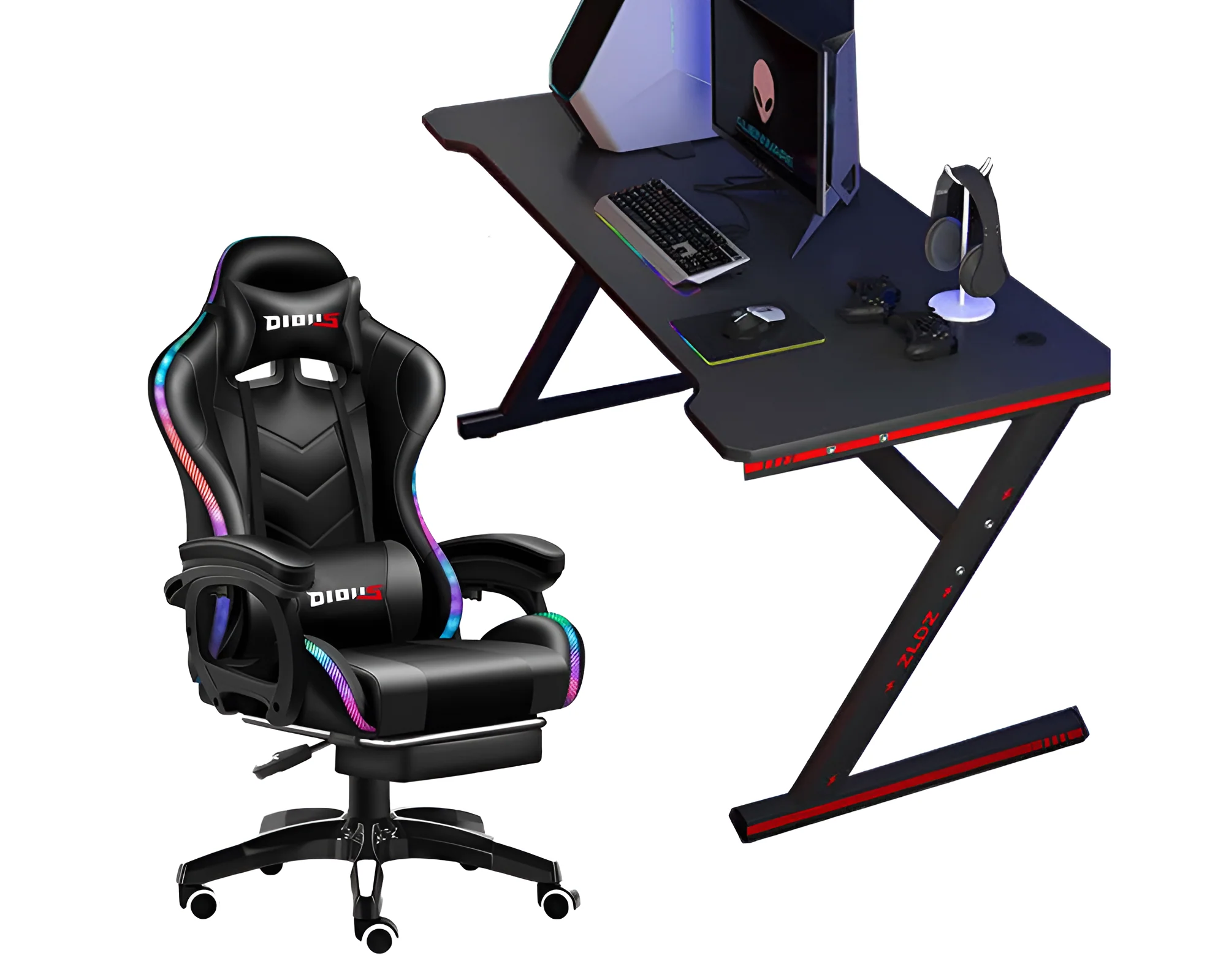 Gaming Chair with Desk – RGB Gaming Chair Combo with Gaming Desk Table - Image 2
