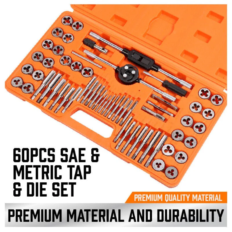 60pcs Tap and Die Set SAE Inch and Metric Sizes - Image 8
