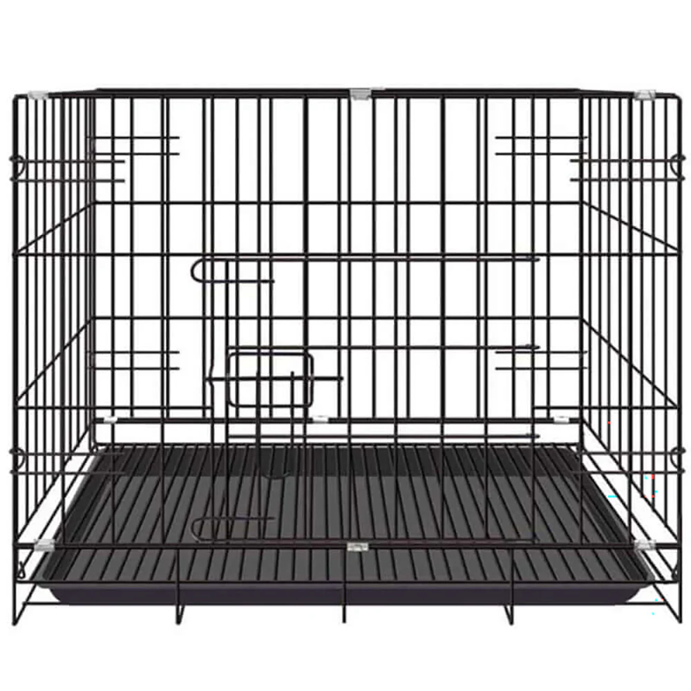 Dog Crate Folding Metal Pet Cage with Tray