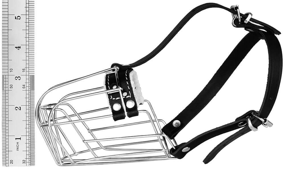 Dog Muzzle Wire Basket Amstaff Pit Bull Metal Mask Adjustable Leather Straps - Image 7