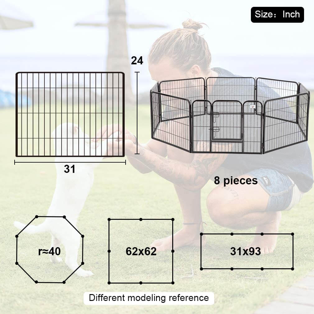 Foldable Dog Pet Playpen Metal Fence 8 Panel - Image 3