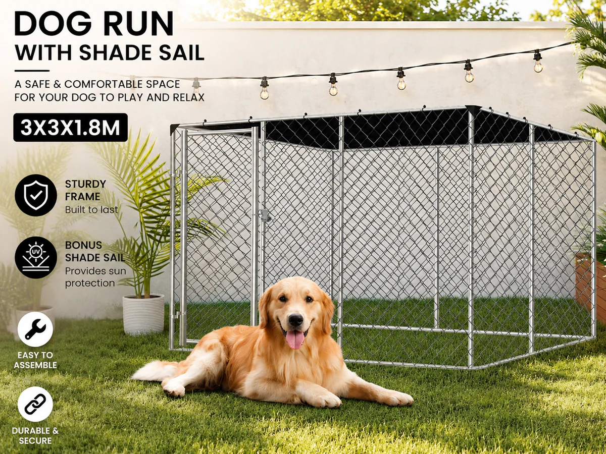 Outdoor Dog Run with Shade Sail - Image 2