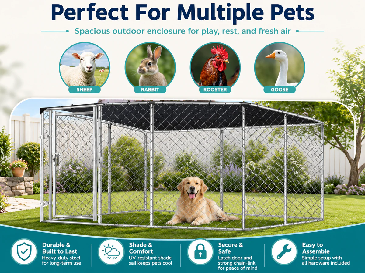 Outdoor Dog Run with Shade Sail - Image 4