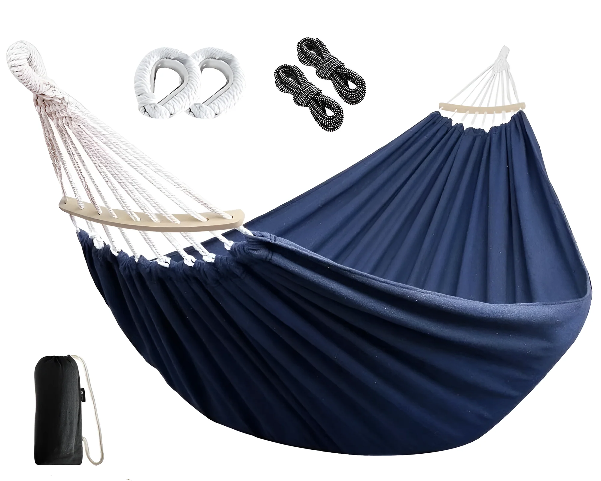Hammock Double - Garden Cotton Hammock with Spreader Bar & Travel Bag 450lbs - Image 2