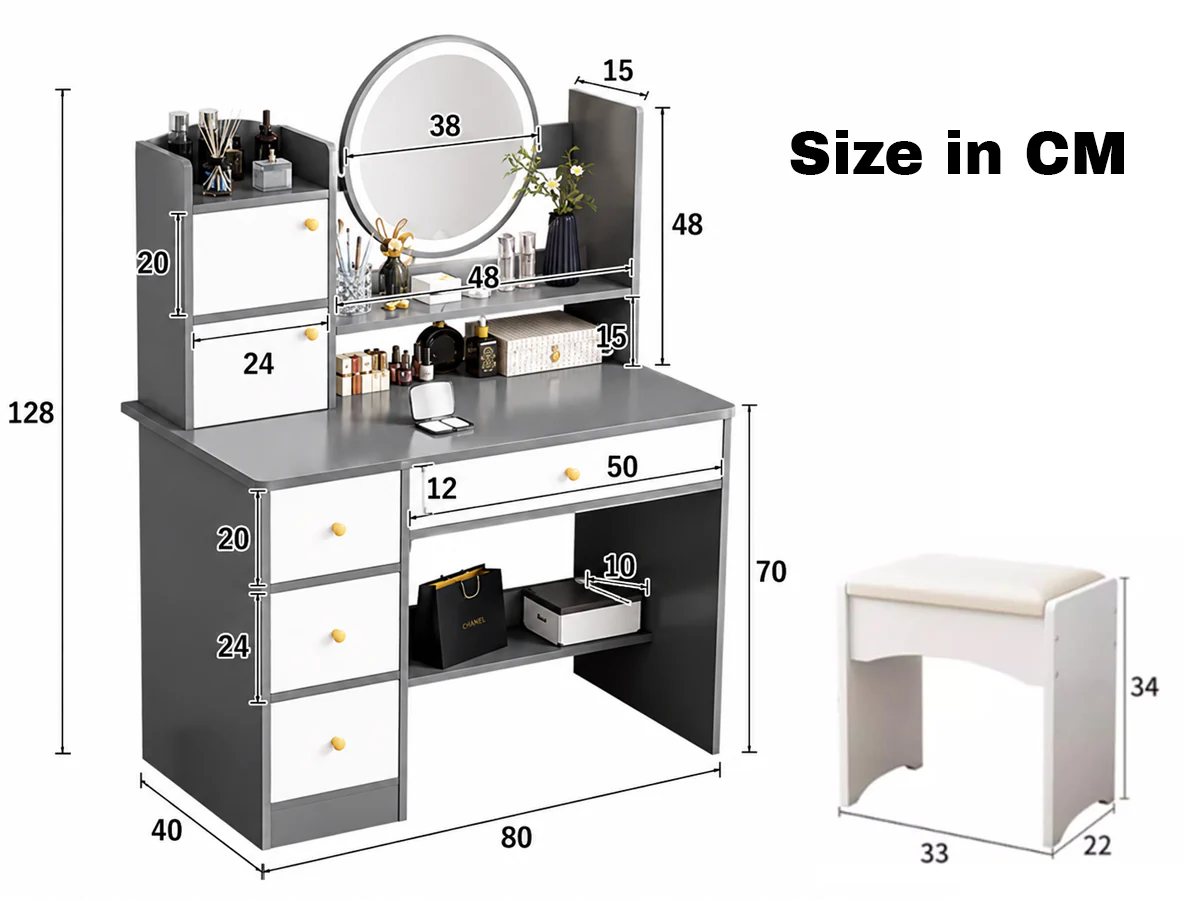 Dressing Table with LED Mirror - Image 2