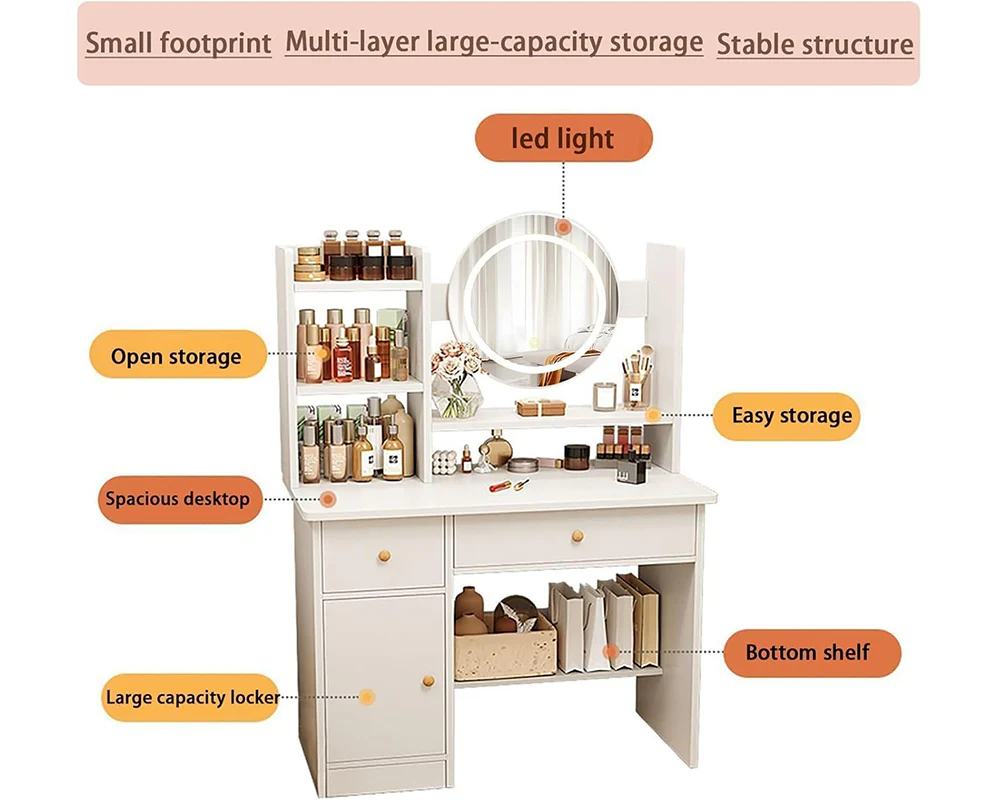 Dressing Table with LED Mirror - Image 7