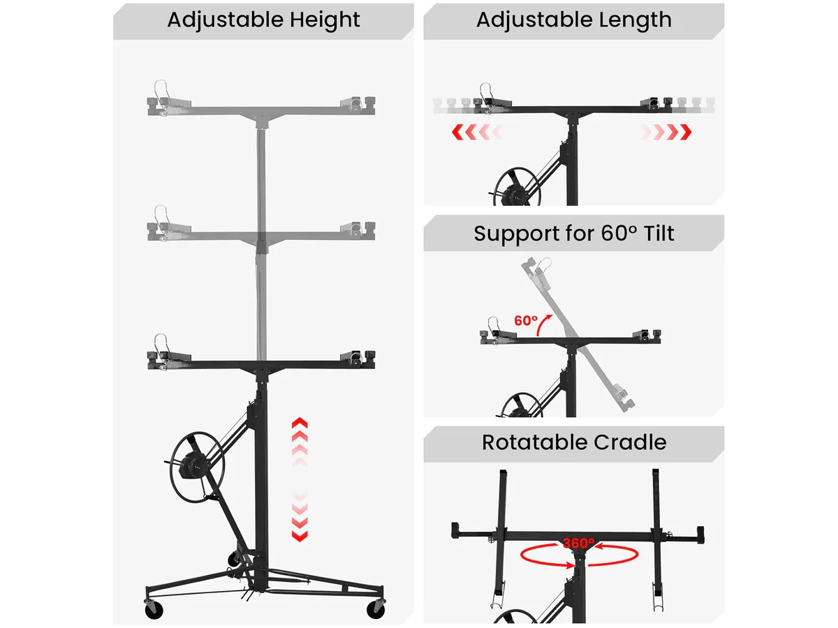 4.7M Drywall Panel Lifter 16FT Heavy Duty Plasterboard Hoist Drywall - Image 3