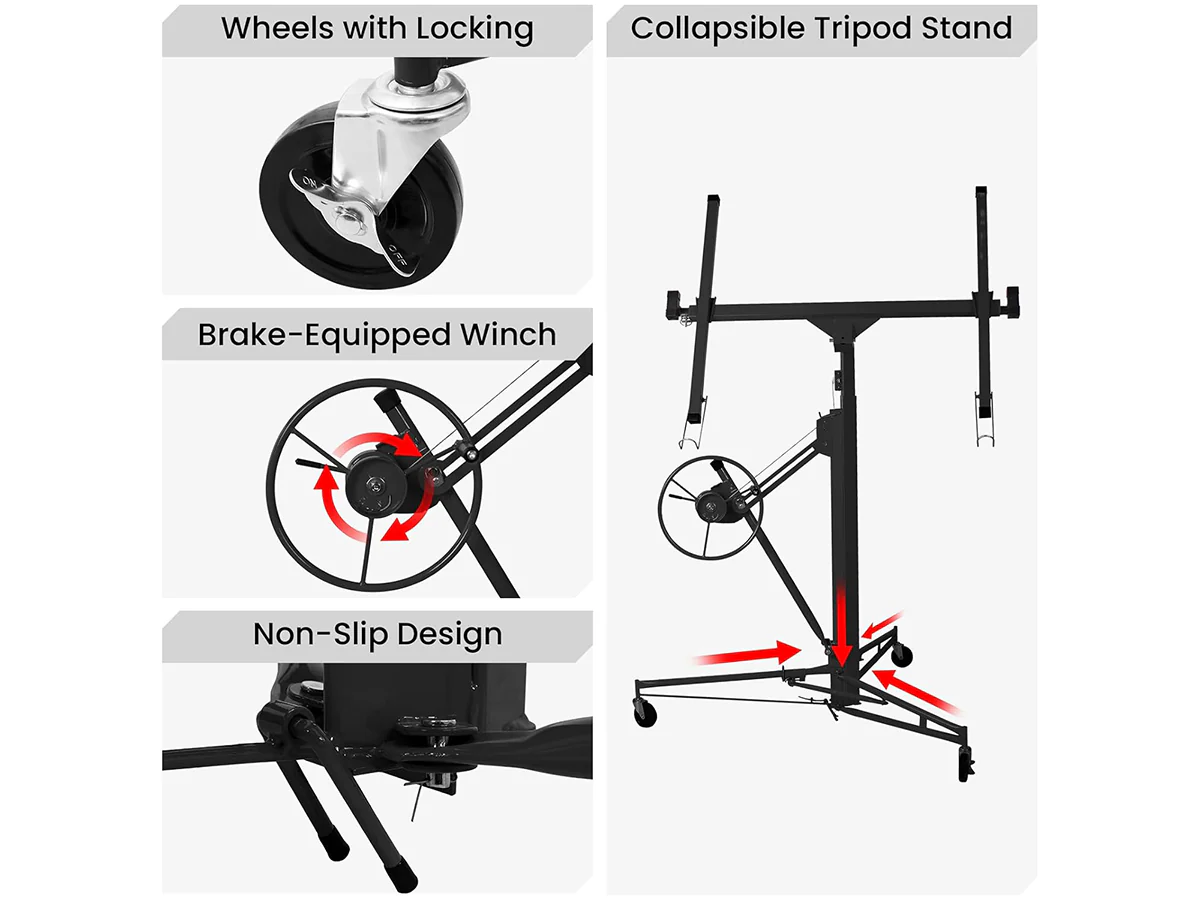 4.7M Drywall Panel Lifter 16FT Heavy Duty Plasterboard Hoist Drywall - Image 4