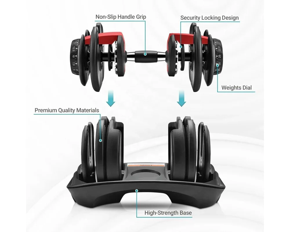 Adjustable Dumbbells 24Kg Pair - Image 5