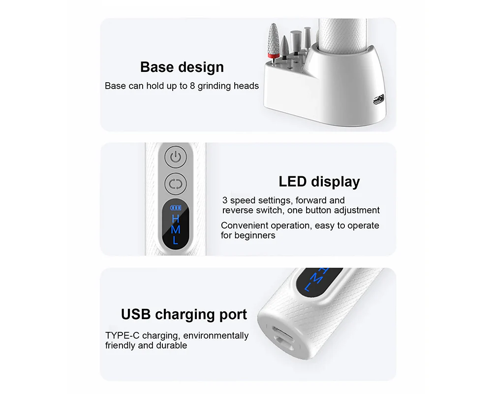 Electric Nail File Drill Manicure Set Rechargeable - Image 7